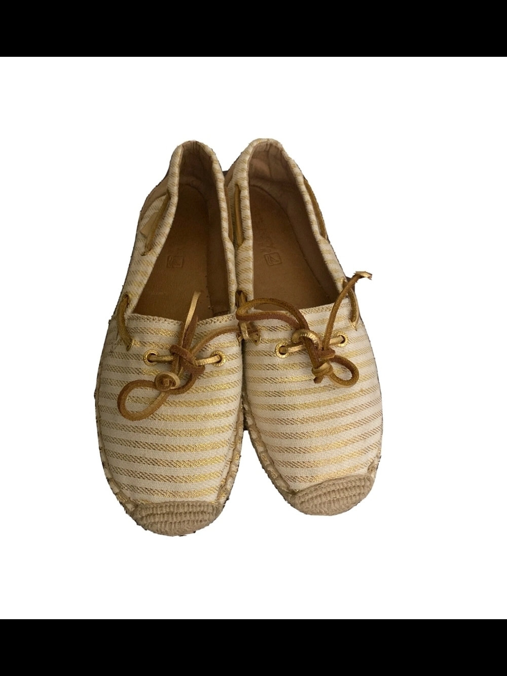 Sperry Cream and Yellow Striped Canvas Espadrille Slip-Ons